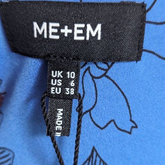 ME+EM Maxi Skirt Deep Cabernet Blue Scribble Floral Print Maxi Skirt Size 6 US - Picture 9 of 14